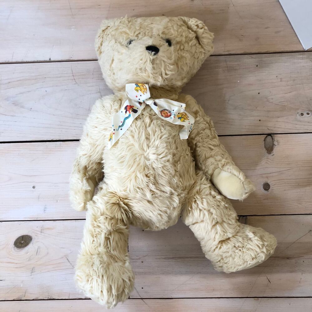 FAO Schwarz Vintage 1990s Yellow Bear with Ribbon 24"